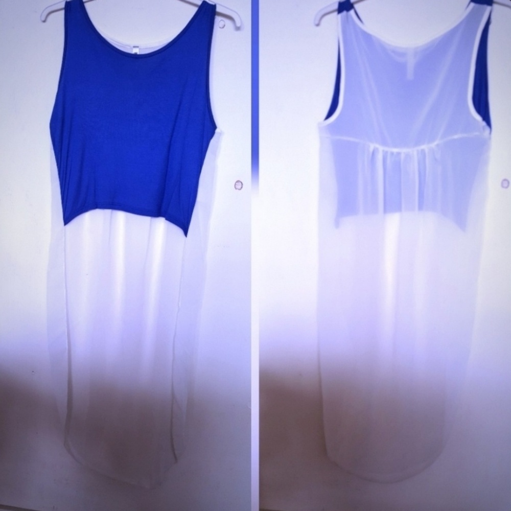 CROP TOP TUNIC w/SHEER FLOWING BACK